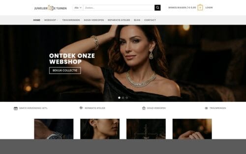 Homepage hero met luxe horloges-banner na SEO en footer optimalisatie