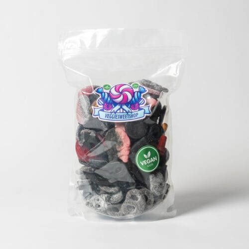 Zak veganistische drop van VeggieSweetshop op witte achtergrond